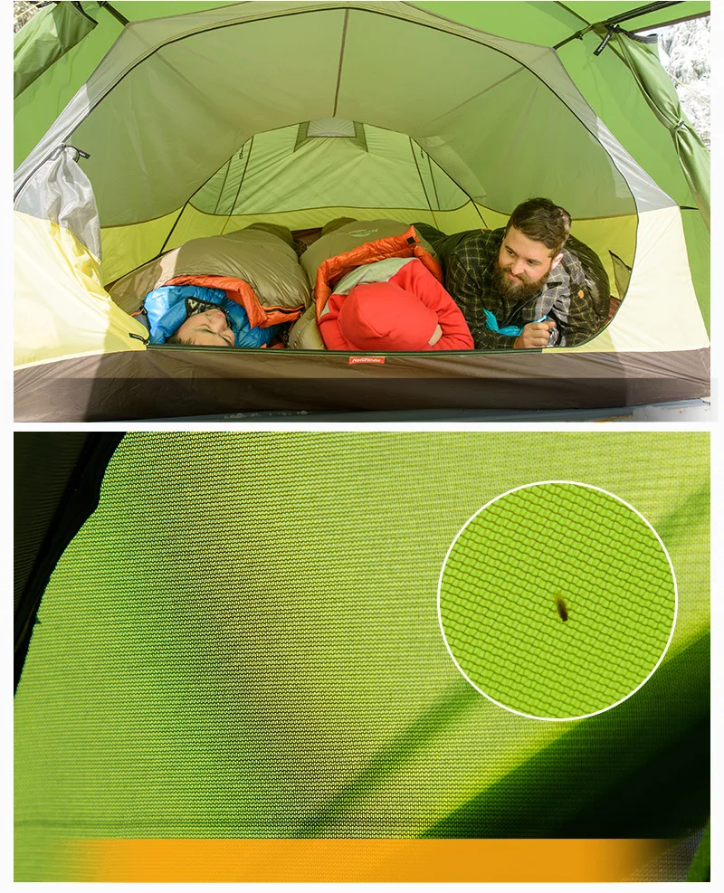 Naturehike 3 персональная походная Палатка Сверхлегкий тоннель Opalus палатка 20D/210 T Ткань Кемпинг Палатка семейная палатка NH17L001-L