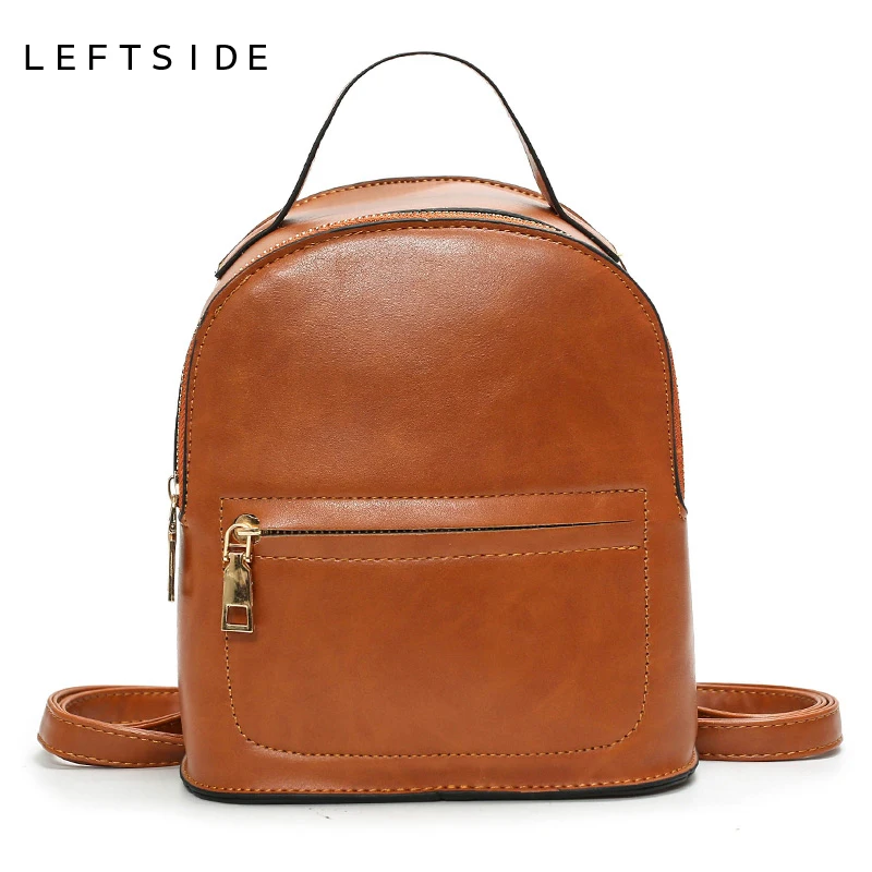 LEFTSIDE Famous Brand Women Backpacks Solid Vintage Feminine Fashion travel Backpack School Bags for Girls PU