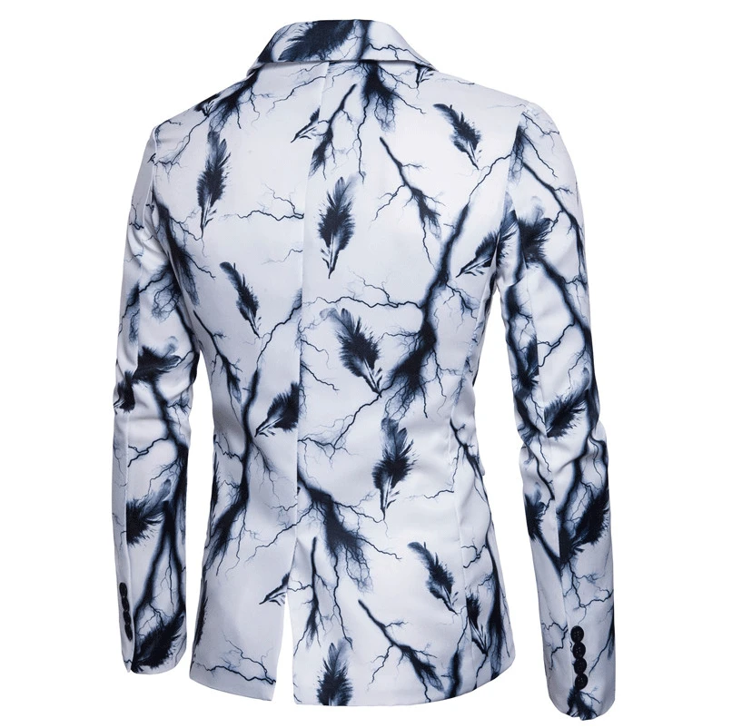 Sukiwml Новинка года Для мужчин S Мода Blazer Slim Fit костюмы Hommes осень принтом молний блейзер мужской костюм куртка плюс ЕС Размеры M-3XL