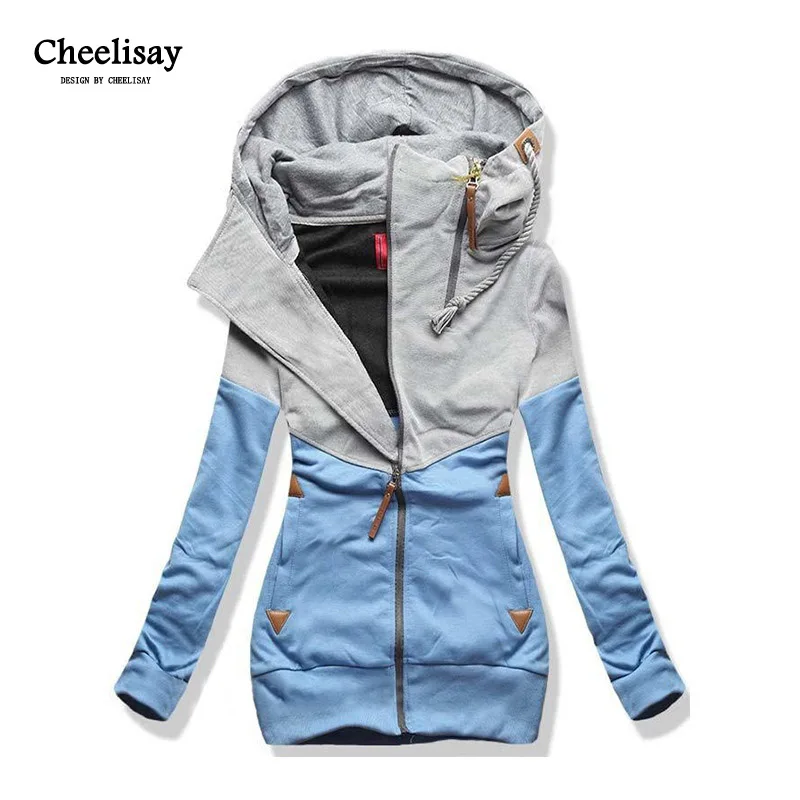 Oversize Double Hooded Sweatshirt Women Long Sleeve Autumn Spring Coat Patchwork Pocket Zipper Hoodies Plus size 3XL 4XL 5XL