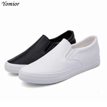 

Yomior New Fashion Slip-On Breathable Loafers White Flats Men Causal Leather Shoes Summer White Sneakers Men Shoes Luxury Brand