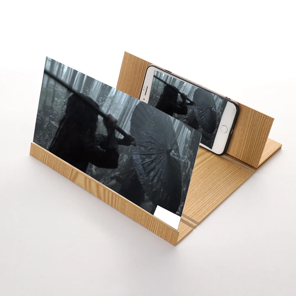 

12 Inch Log Mobile Phone Stand 3D HD Mobile Phone Screen Movie Video Amplifier Desktop Folding Bracket Lazy Holder Amplifier