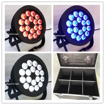 

With flight case 6pcs/lot dmx512 led light rgbw par led 18x10w 4in1 high bright waterproof led par flat par