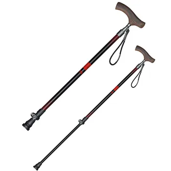 

Retractable walking stick chicken wing wooden handle old man walking stick 7075 lightweight aluminum walking stick elderly walki