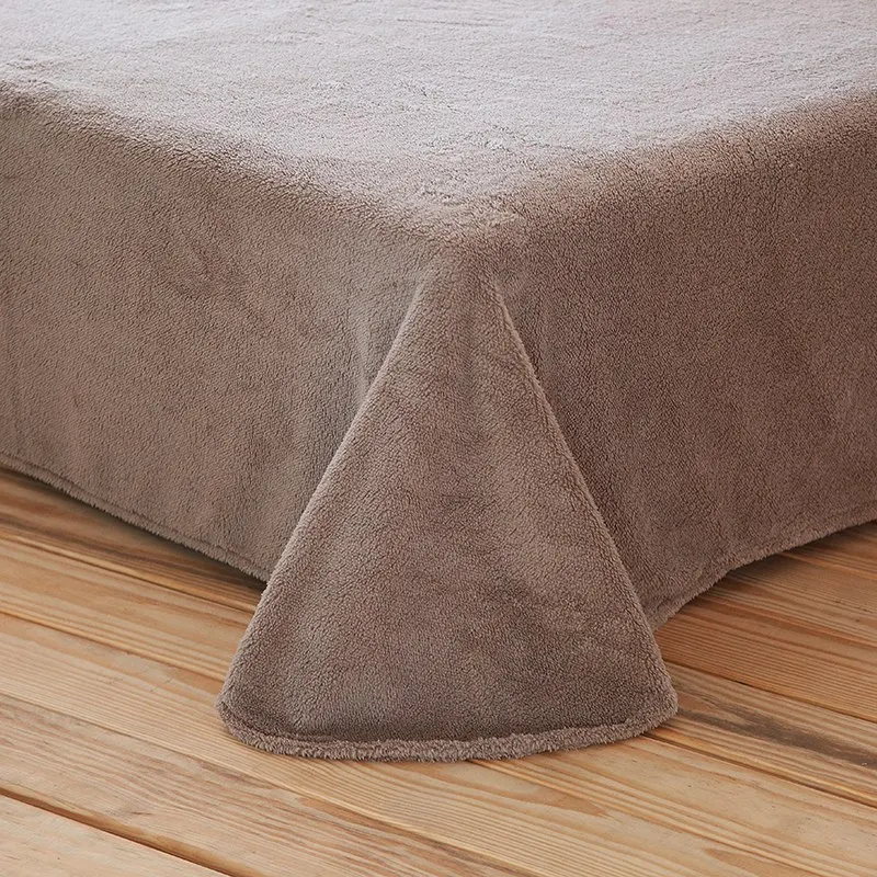 Waliicorners Solid color Queen size Bedding Set brown Fleece Warm Bed sheet Fitted sheet Bed Duvet cover parrure de lit ropa/juego de cama 10 Dasion-18012217177-IQ4A3832