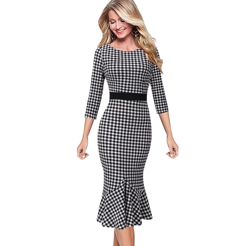 

Vfemage Womens Elegant Vintage Autumn Pinup Wear To Work Office Business Casual Cocktail Party Fitted Bodycon Mermaid Dress 1712