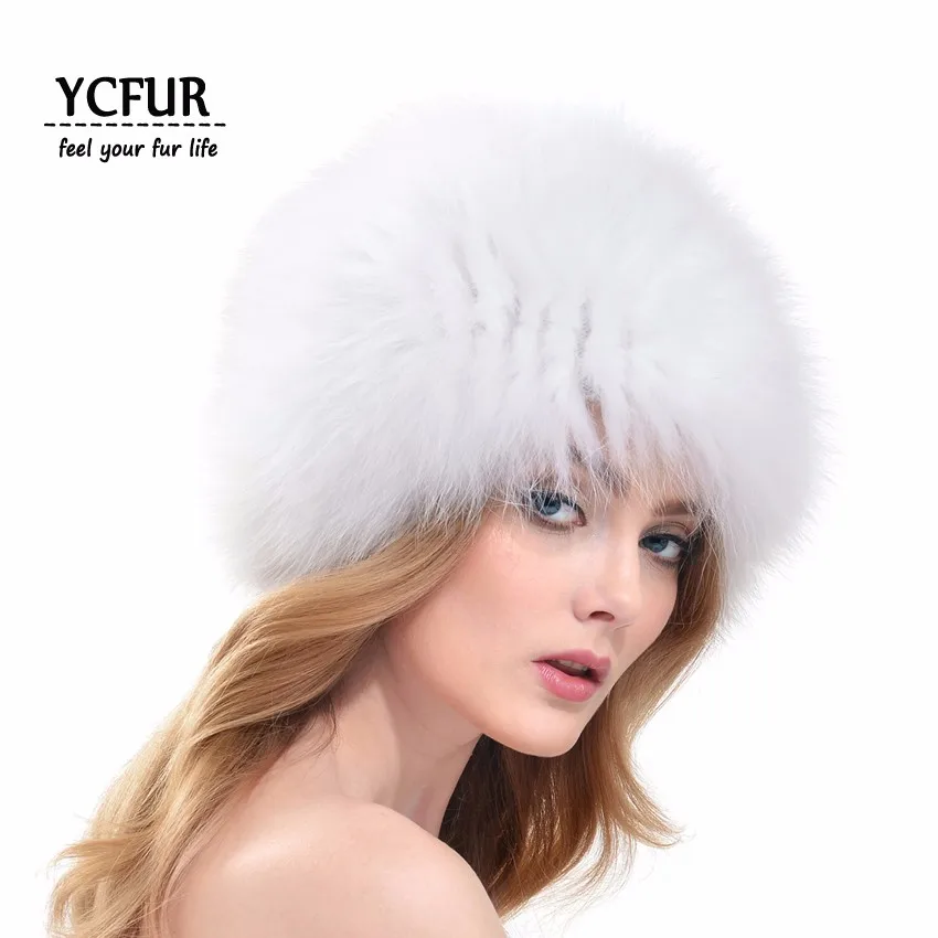 Женские шапки YCFUR, шапка s, зимняя вязаная шапка ручной работы, меховые шапочки из лисы, женские шапки, мягкая теплая зимняя шапка из настоящего меха, женская шапка