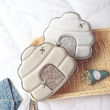 

Personality fashion embroidery cute bee pu leather chain purse ladies shoulder bag handbag casual ladies crossbody messenger bag