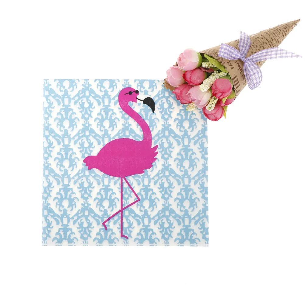 

20 Pcs Flamingos Napkins Tissue Paper 100% Virgin Wood Tissue Kids Birthday Party Wedding Decor