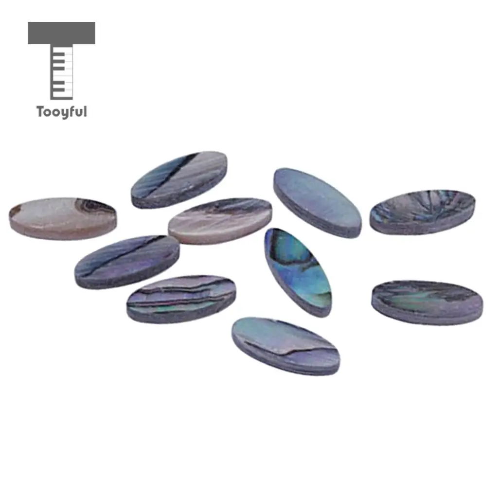 Tooyful Finest 10PCS DIY Shell Oval Fretboard Fret Key Inlays Buttons Maker Dots for Mandolin Guitar Accessory