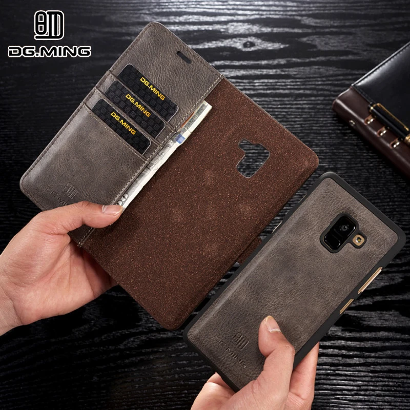 Luxury Brand Genuine Leather Case For Samsung Galaxy A8 2018 case For Samsung A8 Plus 2018 case cover Magnetic Wallet Phone Bag