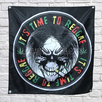 

It is the time Flag Banner Music Rock Rasta Reggae Jamaica Home Decoration Hanging flag 4 Gromments 4*4FT 120cm*120cm