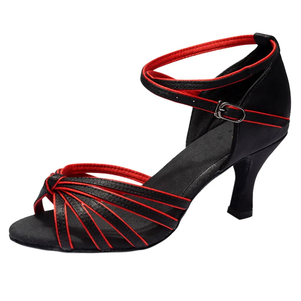 

Fashion Summer Women Shoes Girl Latin Dance Shoes Med-Heels Satin Shoes Party Tango Salsa Dance Shoes Hot sell Drop Shipping