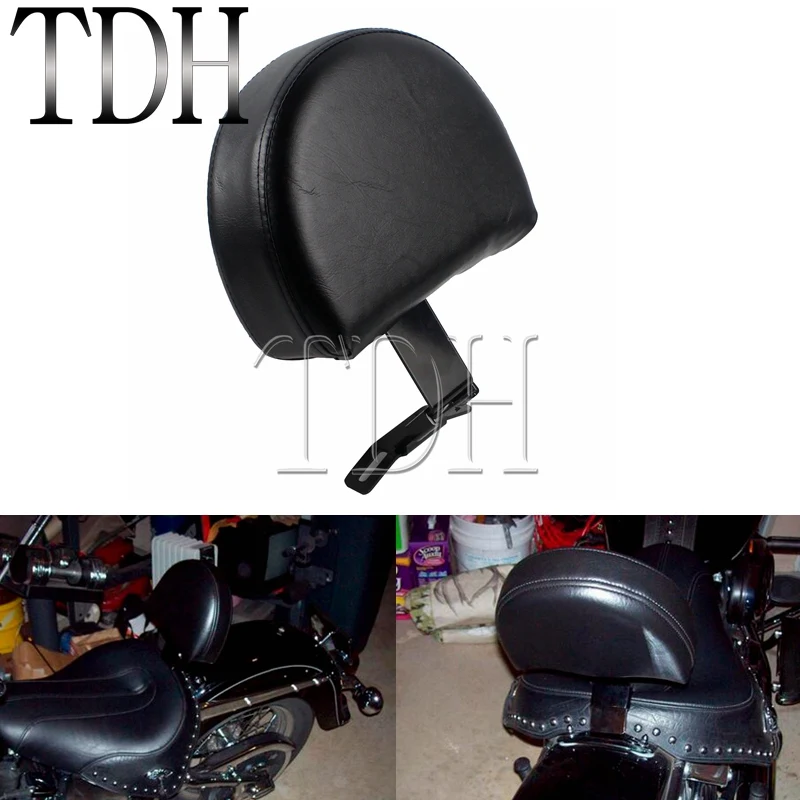 

Motorcycle Black Adjustable Plug-In Driver Rider Backrest Pad for Harley Softail Classic Bikes with a Stock Seat 2007-UP