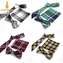 Модные Галстуки бабочка Карманный платок мужской набор галстуков клетчатая клетка хлопок тощий тонкий узкий галстук бабочка наборы носовых платков для мужчин