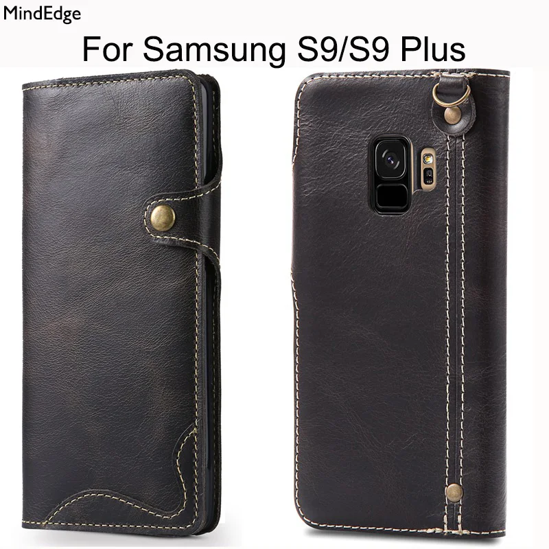 

Genuine Real Leather Flip Cover Phone Case for Samsung Galaxy S9 S9 Plus Wallet Case Luxury Business Style for Samsung S9 Plus