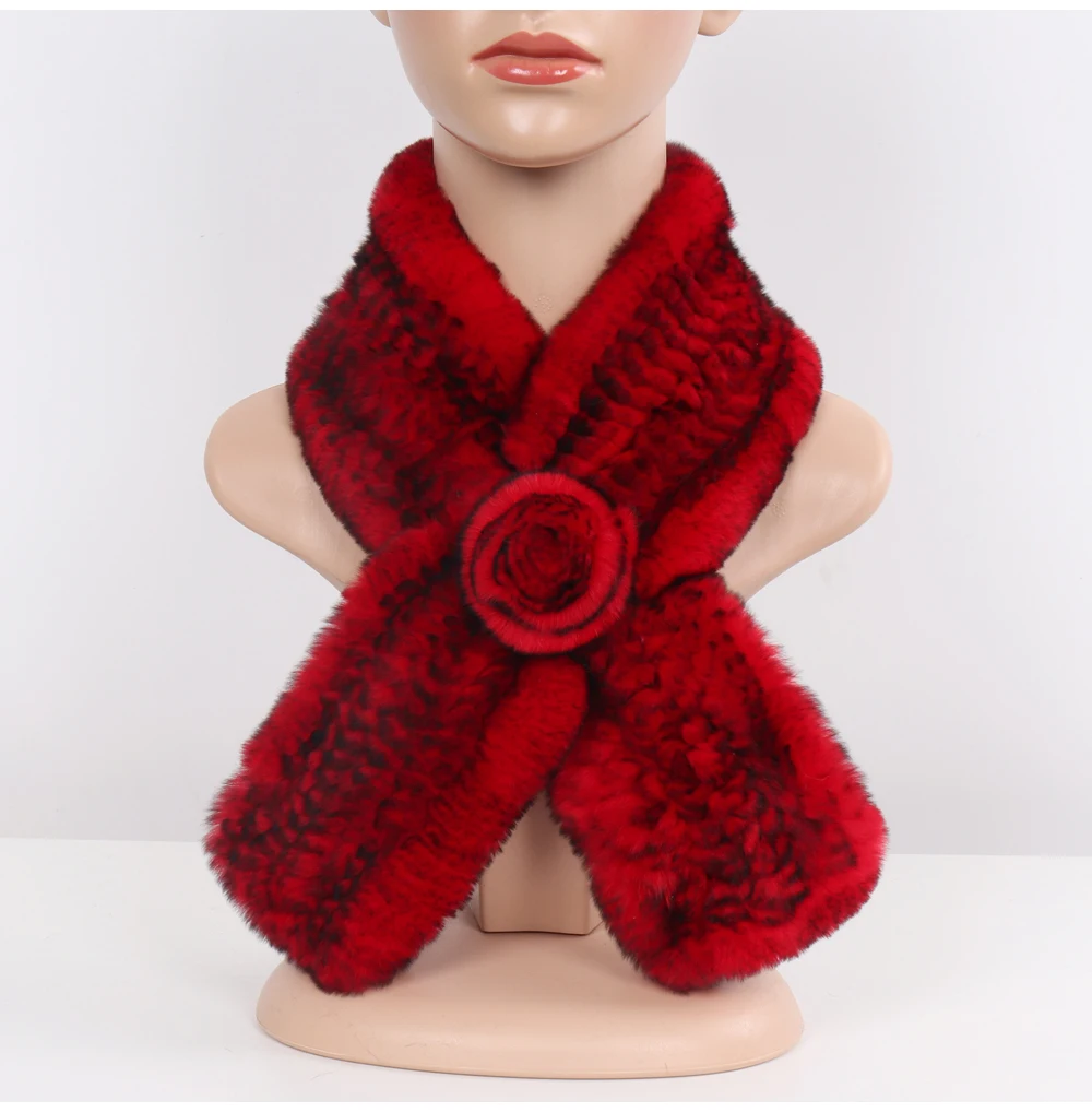 Брендовый роскошный женский шарф из натурального меха Зимний Настоящий мех кролика шарф на зиму, теплый, для женщин вязаные шарфы из натурального меха