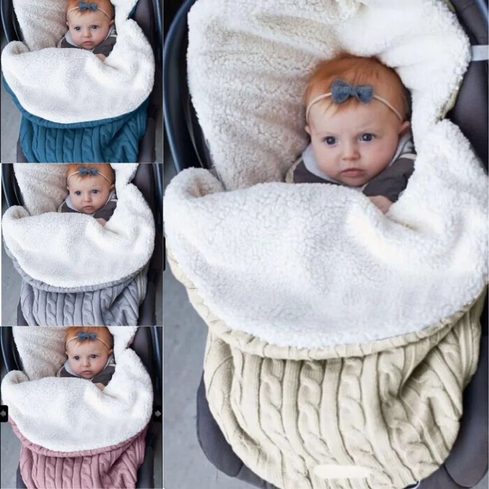 Crochet Fleece Baby Girl Sleeping Bags Newborn Stroller Sleepsack Infant Receiving Blankets Boys Envelope SleepSack Warmer Quilt
