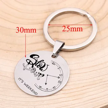 

"It's Weekend"O'clock Engraved For Friends Family Couple Gift Jewelry Fashion Keychain Hand Stamped Charm Key Pendant FLYANGEL
