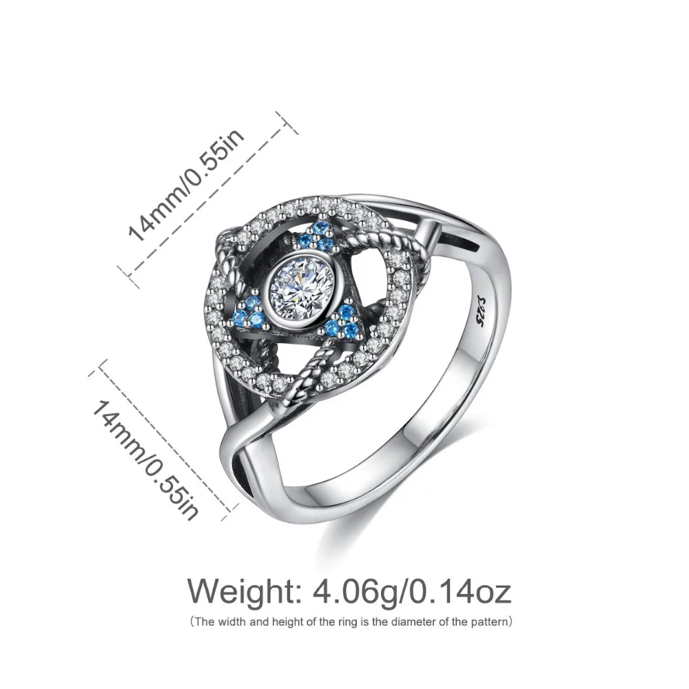 Eudora Настоящее серебро 925 проба кельтские узлы троица кольцо зубец Установка AAA синий циркон обручальные кольца для женщин ювелирные украшения CYJ5