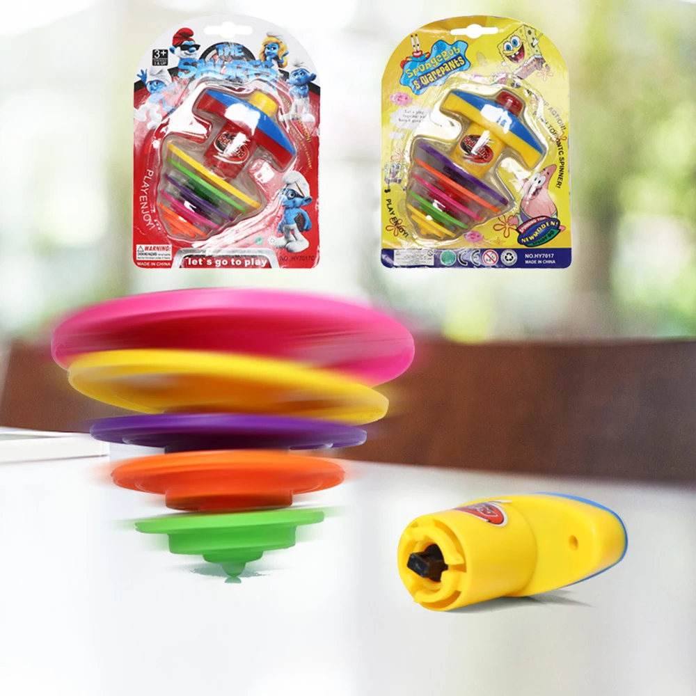 Kids Plastic Gyro Toys for Children 5-Layer Gyro Jenga Sports Game Interactive Toys Gift with Gyro Launcher Classic Boys Toys