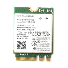 Intel tarjeta inalámbrica de doble banda, tarjeta Wwifi de 8260 Mbps, 867/5GHz, 802.11a/b/g/n/AC, Bluetooth 2,4, ac 4,2, intel 8260NGW NGFF