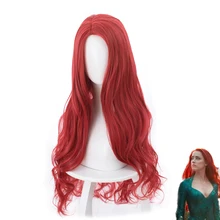 Фильм Aquaman Mera Янтарный костюм косплей парик Prop queen of Atlantis длинные красные волосы