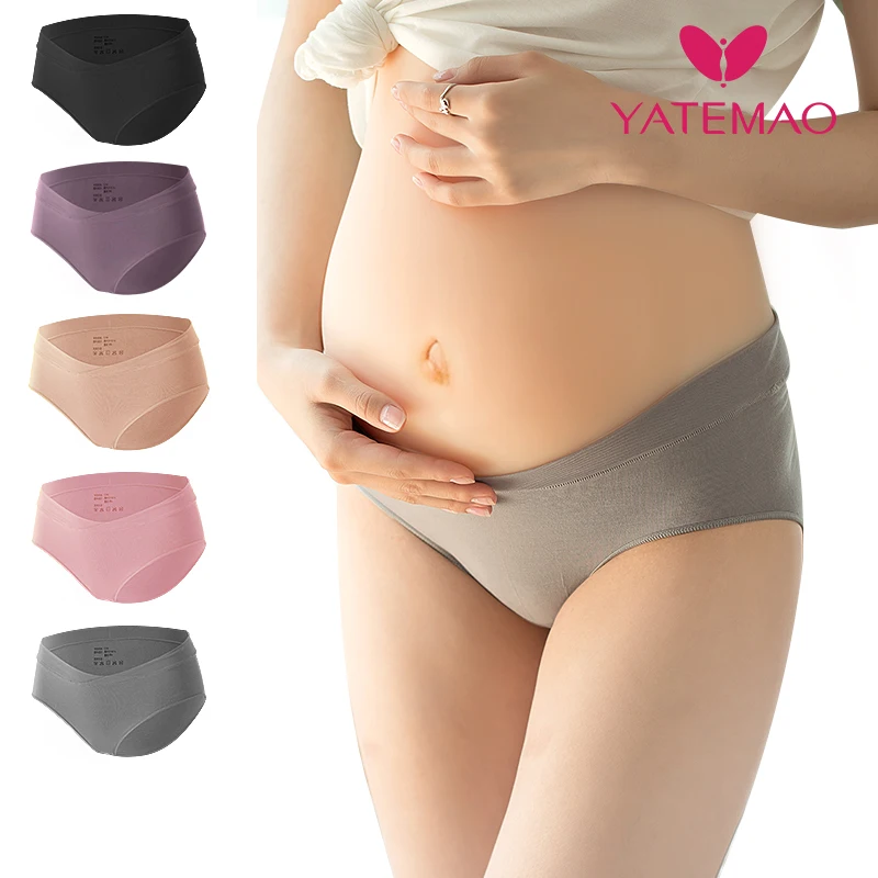 

YATEMAO 2pcs Low Waist Maternity Underwear Pregancy Panties Breathable Belly Support Women U-Shaped Panties Soft Underwear