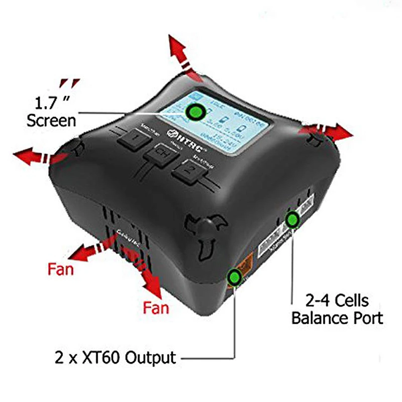 Eu Plug Htrc Lipo зарядное устройство Duo Mini Rc двухпортовое зарядное устройство 20Wx2 2A X2 H4Ac для 2-4S подзаряжаемый, Lipo с зарядным устройством