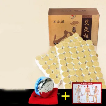 

portable Stainless steel massage box with 108pcs 5 years moxa stick moxibustion apparatus