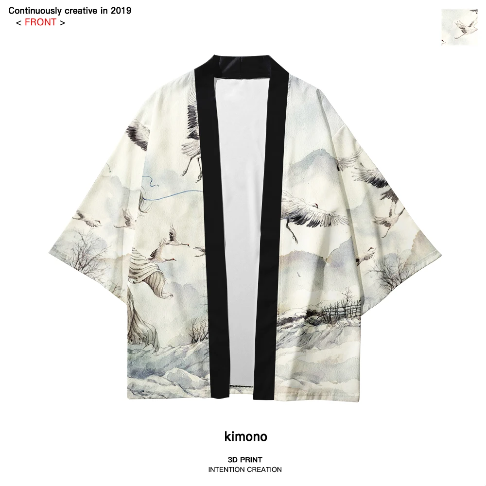 WAMNI японский Haori Yukata T рубашка-кимоно летняя 3D рубашка куртка с изображением самурая Забавный красивый цветок рукав летучая мышь Кимоно Кардиган для мужчин