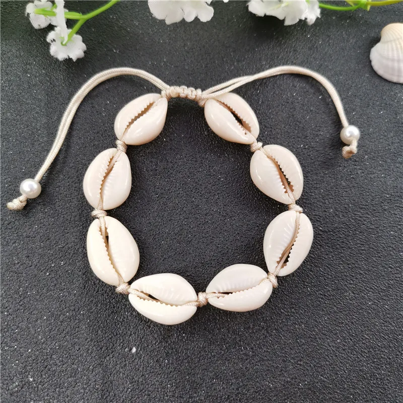 white bracelet ankle Черно-белое ожерелье-чокер с цепочкой в виде каури для женщин, короткое ожерелье с подвеской из искусственного жемчуга, Массивное колье, ювелирное изделие - Окраска металла: white bracelet ankle