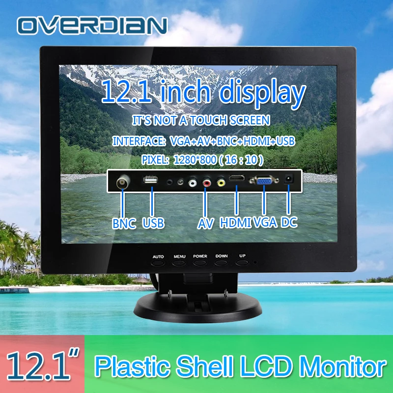 

12"VGA/HDMI/BNC/AV/USB Connector Monitor 1280*800 Song Machine Cash Register Square Screen Monitor/Display Non-touch IPS Screen