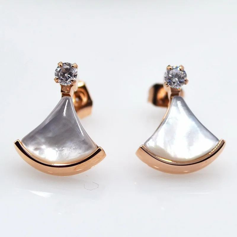 Aliexpress Black Onyx White S Crystal Stud Earrings Women Anium Stainless Steel Rose Gold Color Fashion Ear Studs Fan Shape Aliexpress Black Onyx White S Crystal Stud Earrings Women Anium Stainless Steel Rose Gold Color Fashion Ear Studs Fan Shape