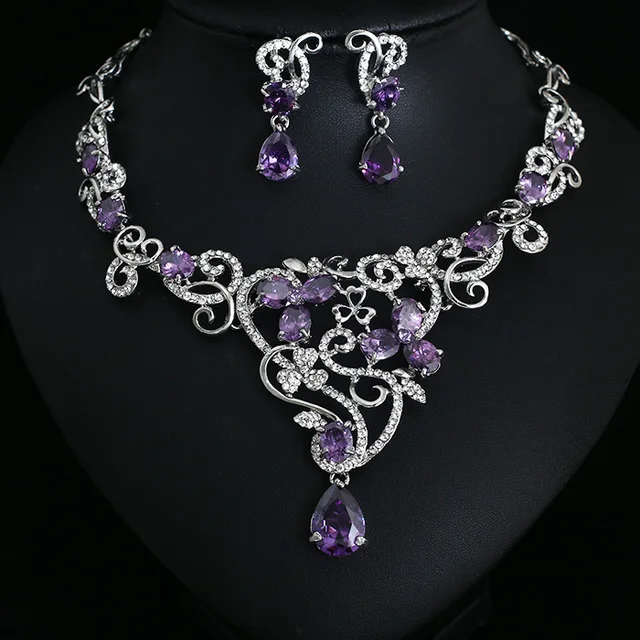 purple wedding jewelry sets