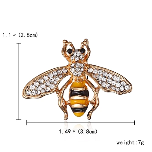 Rinhoo модная Стрекоза бабочка пчела Кристалл Эмаль Брошь с насекомым Пчелой булавка бижутерия броши булавки для женщин девочек - Окраска металла: Honeybee