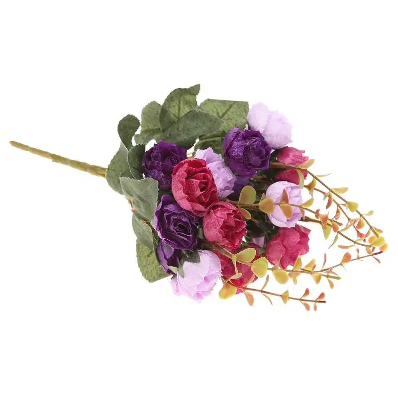 21 голова букет шелковые искусственные цветы розы Букет Искусственные цветы для дома Свадебные украшения Комнатные цветы