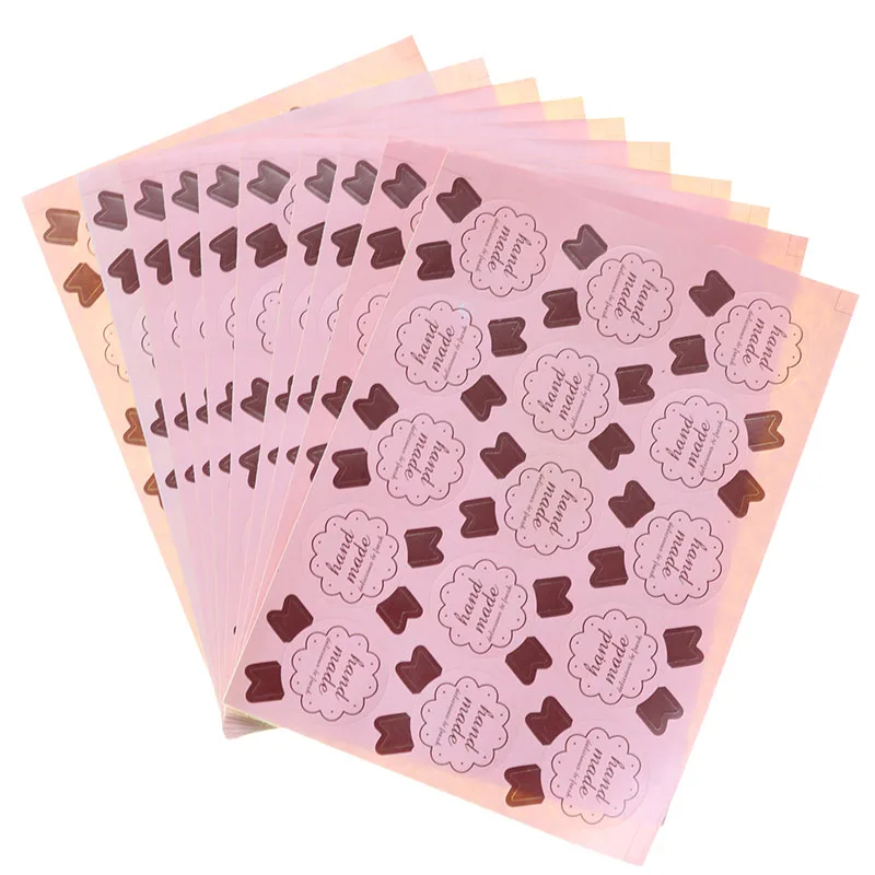 

150pcs / 10 Sheets Label HandMade Pink Shape Medal Seal Sticker Cake Baking Packaging Party Gift Cookie Bag Decoration Sticker