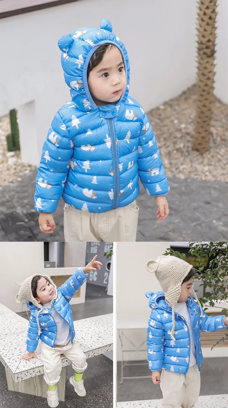 Parka para Meninas com Capuz Jaqueta de Inverno Sundae Anjo Impressão Animal Crianças Outerwear Bonito Quente Meninos Eiderdown Algodão Cabolsa 6 Sundae anjo parka para meninas com capuz