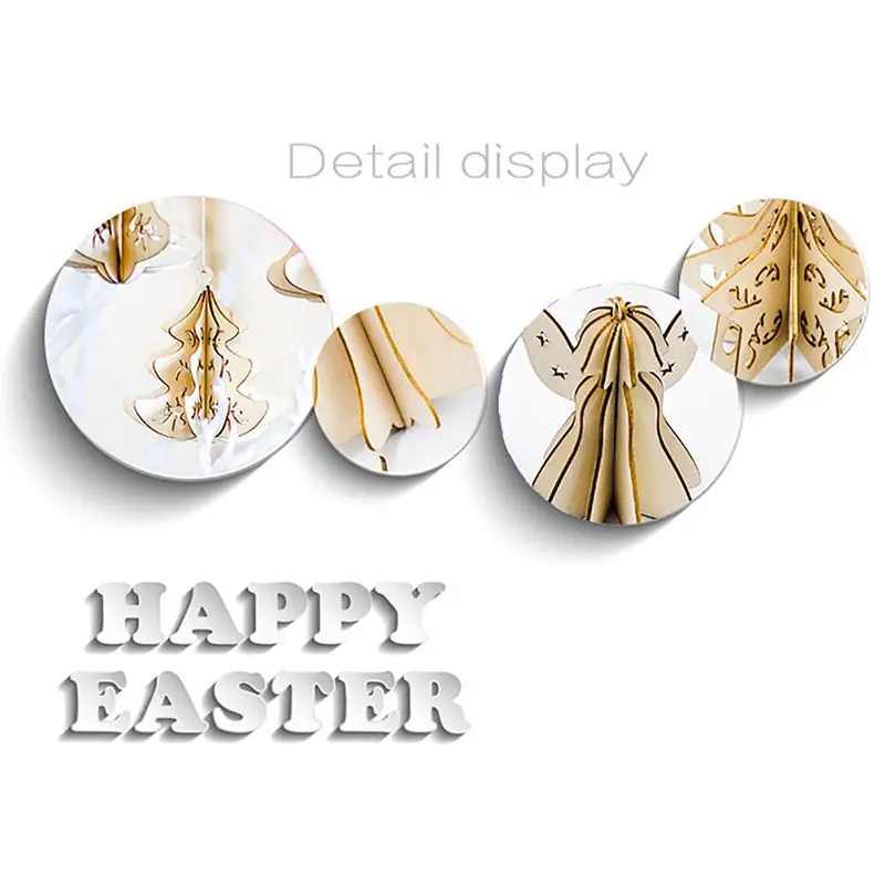 5PCS Wood Slices Splicing DIY 3D Christmas Pendants With Hang String For Xmas Tree Or Home Indoor Decorations Produtos Natalinos