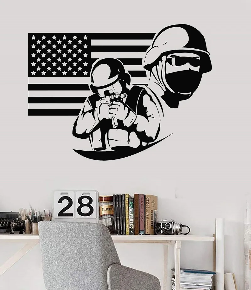 

American flag soldier military American Patriot vinyl wall decals university dormitory home decoration wall stickers CS14