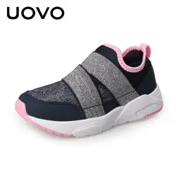 UOVO 2018 новые детские кроссовки удобная эластичная ткань внутри Мода Gliter верхней девушки повседневная обувь для Eur Размеры 27 #- 37