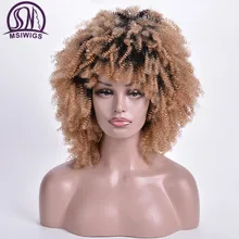 MSIWIGS Short Curly Wigs Ombre Blonde Afro Synthetic Wig for Women African American Dark Root Natural Hair Heat Resistant MSIWIGS Short Curly Wigs Ombre Blonde Afro Synthetic Wig for Women African American Dark Root Natural Hair Heat Resistant