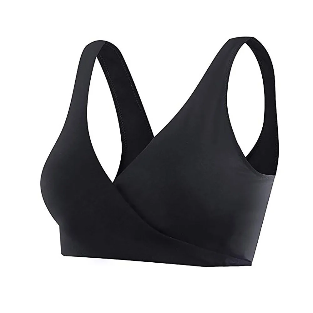 

Women Solid Cotton Blend Breastfeeding Sleeping Sports Maternity Bras Comfortable Pull Up Removable Inserts No Underwire Nursing