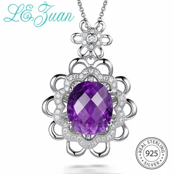 

L&zuan Wedding anniversary 7.69ct Natural Amethyst Real 925 Sterling Silver Jewelry Luxury Pendants For Women Christmas Gift