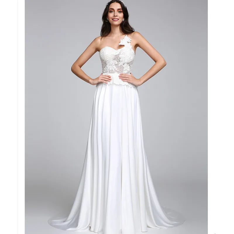 LAN TING BRIDE A Line Wedding Dress Strapless Sleeveless Court Train