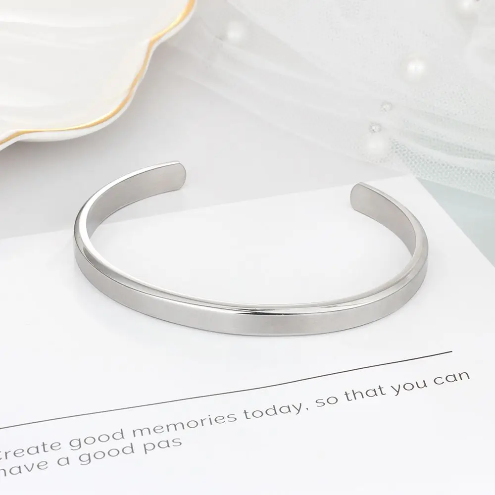 6 мм ширина персонализированный подарок выгравированное Имя ID браслет для женщин ювелирные изделия из нержавеющей стали браслеты и браслеты(JewelOra BA102300
