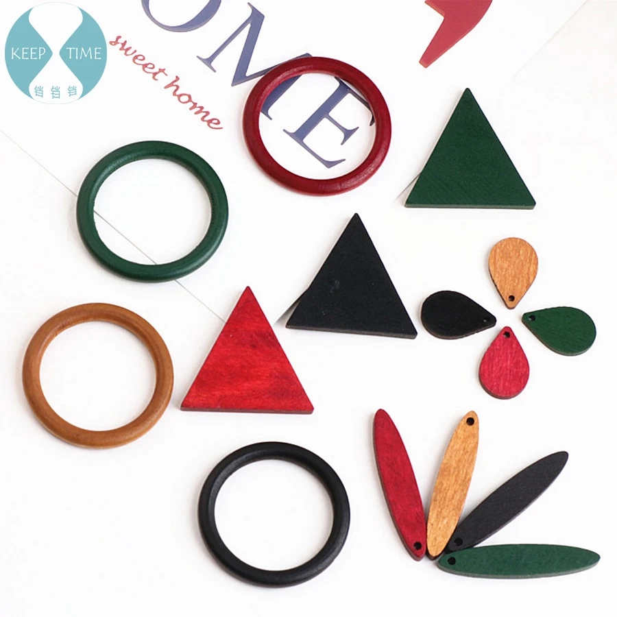 

Ritoule DIY ear jewelry accessories wood ring triangle strip material pendant earrings earrings pendant drop