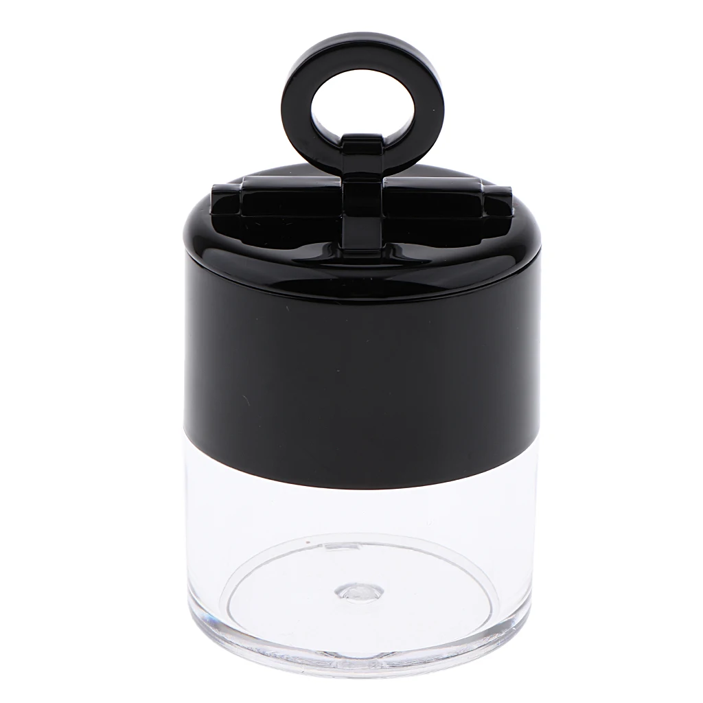 1Pcs 10g Plastic Empty Powder Case Face Blusher Makeup Cosmetic Container with Puff, Sifter and Lid, Black Cap + Clear Body