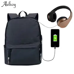 Aelicy повседневное Back Pack с зарядка через usb холст рюкзак для подростков школьная сумка большой ёмкость мужской Mochila Feminina Bagpack 2019